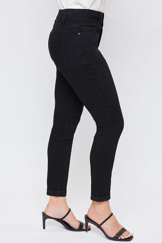 Royalty For Me Women's Essential 2-Button Roll Cuff Ankle Jean, Black, 10 in Saudi Arabia