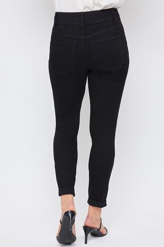 Royalty For Me Women's Essential 2-Button Roll Cuff Ankle Jean, Black, 10 in Saudi Arabia