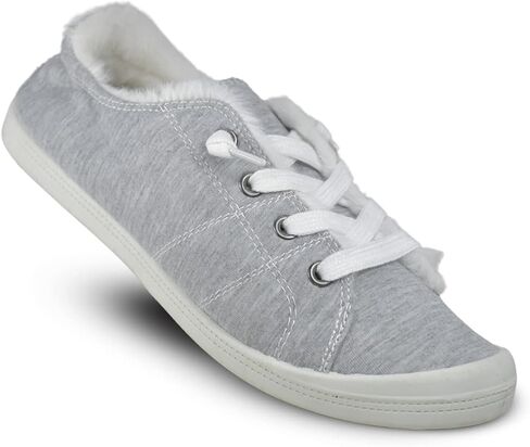 Women's Fur Lining Lace Up Warm Canvas Sneaker in Saudi Arabia