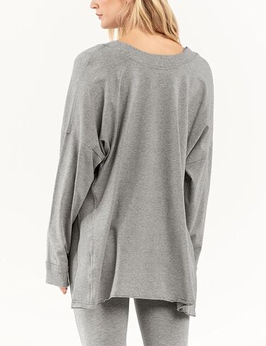 Womens 2Two Piece Outfit Oversized Workout Reversible Long Sleeve Top Flared Legging Lounge Set Tracksuit(LightGrey-L) in Saudi Arabia