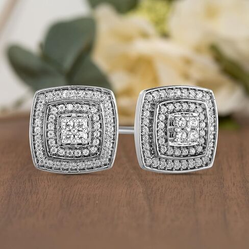 ناتاليا دريك طبقات مربعة 1/2 قيراط الماس أقراط للنساء في الفضة الاسترليني المطلية روديوم ، فضة استرليني ، ألماس, فضة استرلينية, ألماس in Kuwait