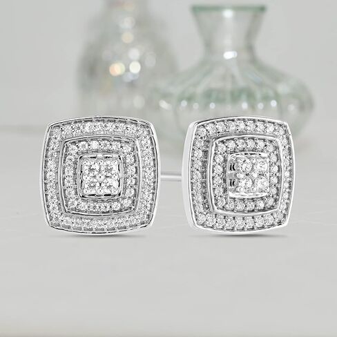 ناتاليا دريك طبقات مربعة 1/2 قيراط الماس أقراط للنساء في الفضة الاسترليني المطلية روديوم ، فضة استرليني ، ألماس, فضة استرلينية, ألماس in Kuwait