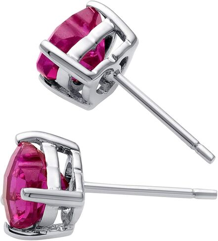14 Karat White Gold Heart Shape 2.00 Carats Created Ruby Stud Earrings in Saudi Arabia