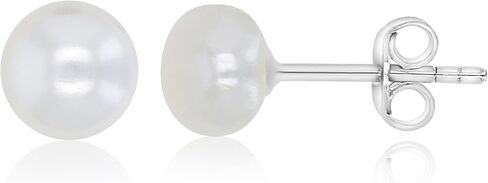 Sterling Silver Hypoallergenic Pearl Stud Earrings 925 Freshwater Cultured Button Pearl Studs For Women or Girls, 6mm-9mm in Saudi Arabia