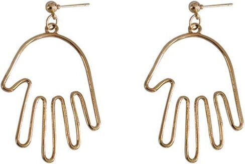 18K Gold Plated Hollow Hands Palm Charm Women Stud Post Earrings in Saudi Arabia