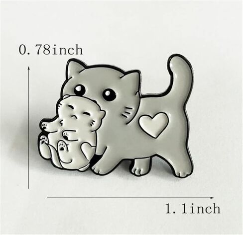 Cartoon Animal Brooch Pin Grey Cat Holding Doll Enamel Brooch Lapel Pin Badge Funny Bag Accessories Badge For Girls Women, Alloy Steel, no gemstone in Kuwait