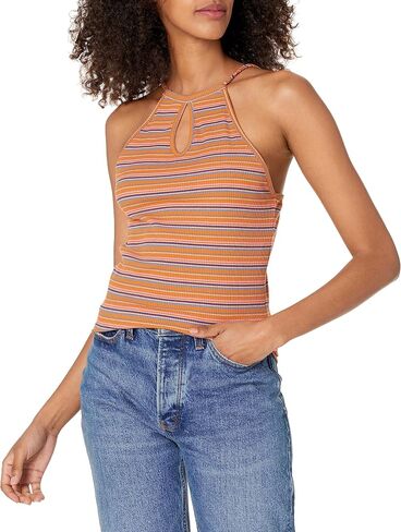 UNIONBAY Women's Viola Rib Stripe Keyhole Halter Top in Saudi Arabia
