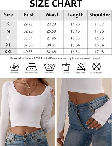 تي شيرت نسائي من Rapbin برقبة سكوب وأكمام طويلة مضلعة تي شيرت أساسي ضيق مناسب Y2k محبوك تي شيرت مع فتحة الإبهام in Kuwait