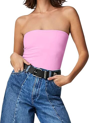 ميلاديان بلايز قصيرة سادة بدون حمالات للنساء بدون اكمام بدون ظهر بتصميم كاجوال بقصة ضيقة in Kuwait