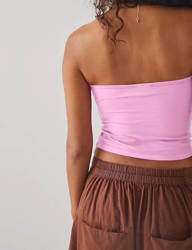 ميلاديان بلايز قصيرة سادة بدون حمالات للنساء بدون اكمام بدون ظهر بتصميم كاجوال بقصة ضيقة in Kuwait