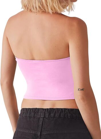 ميلاديان بلايز قصيرة سادة بدون حمالات للنساء بدون اكمام بدون ظهر بتصميم كاجوال بقصة ضيقة in Kuwait