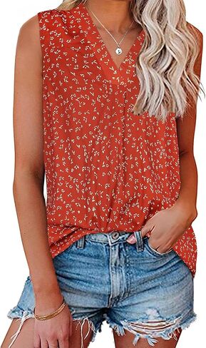 تي شيرت نسائي بدون أكمام صيفي من CHICGAL برقبة على شكل حرف V بدون أكمام، بلوزات تونيك فضفاضة كاجوال in Kuwait