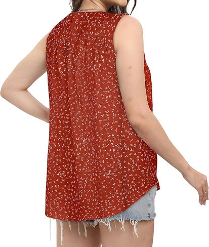 تي شيرت نسائي بدون أكمام صيفي من CHICGAL برقبة على شكل حرف V بدون أكمام، بلوزات تونيك فضفاضة كاجوال in Kuwait