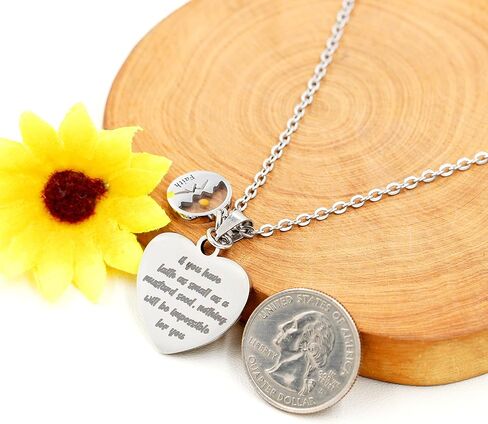 Uloveido Stainless Steel Heart Pendant Christian Faith Mustard Seed Bible Scripture Lettering Necklaces Religious Gift in Kuwait