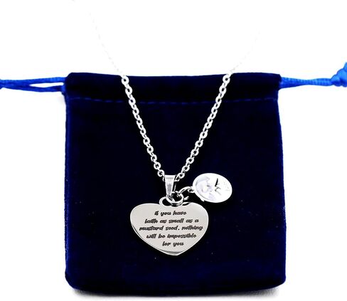 Uloveido Stainless Steel Heart Pendant Christian Faith Mustard Seed Bible Scripture Lettering Necklaces Religious Gift in Kuwait