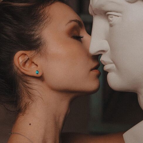 SMILEST أقراط جوهرة الميلاد للنساء الأم، مجوهرات جوهرة الميلاد المتلألئة الأصلية أو المُبتكرة 18 قيراط مطلية بالذهب الأبيض S925 من الفضة الاسترليني أقراط رائعة لحجر الميلاد للنساء هدايا عيد ميلاد الأم in Kuwait