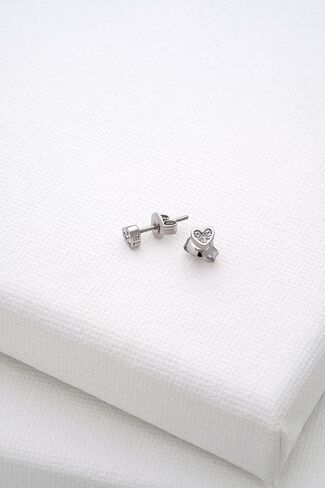 Ted Baker Neena Nano Heart Stud Earrings - Silver or Rose Gold Tone Options in Saudi Arabia