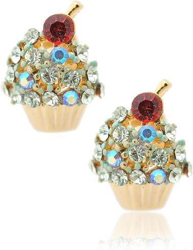 أقراط Spinningdaisy الكريستالية على شكل الكرز على الجزء العلوي من كب كيك (ليموني) in Kuwait