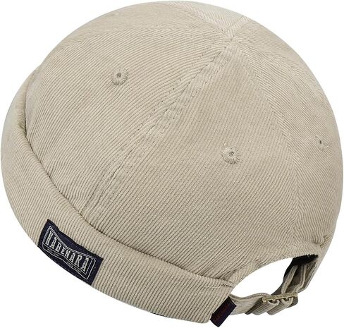 Clakllie Unisex Brimless Sailor Cap Leon Fisherman Hat Rolled Cuff Vintage Landlord Hat Corduroy Skull Docker Beanie Cap in Saudi Arabia
