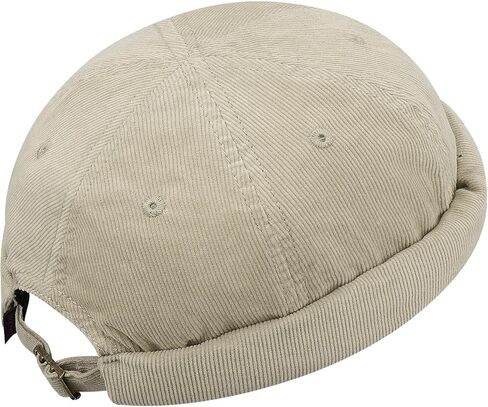 Clakllie Unisex Brimless Sailor Cap Leon Fisherman Hat Rolled Cuff Vintage Landlord Hat Corduroy Skull Docker Beanie Cap in Saudi Arabia