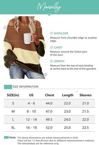 Maisolly Women's Off The Shoulder Color Block Pullover Sweater in Saudi Arabia