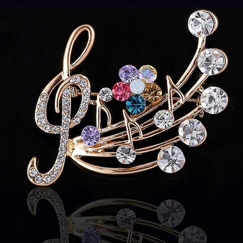 Rhinestone Music Note Brooch Pins Sunflower Daisy Brooches Treble Clef Pin Sweater Scarf Buckle for Women Wedding Christmas Costume Accessories in Saudi Arabia