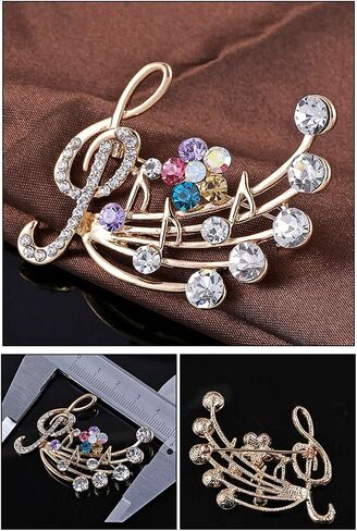 Rhinestone Music Note Brooch Pins Sunflower Daisy Brooches Treble Clef Pin Sweater Scarf Buckle for Women Wedding Christmas Costume Accessories in Saudi Arabia