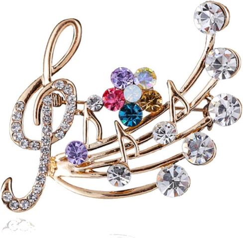 Rhinestone Music Note Brooch Pins Sunflower Daisy Brooches Treble Clef Pin Sweater Scarf Buckle for Women Wedding Christmas Costume Accessories in Saudi Arabia
