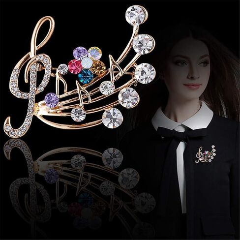 Rhinestone Music Note Brooch Pins Sunflower Daisy Brooches Treble Clef Pin Sweater Scarf Buckle for Women Wedding Christmas Costume Accessories in Saudi Arabia