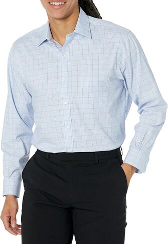 Brooks Brothers Men's Non-Iron Stretch Pinpoint Ainsley Spread Collar Plaid Dress Shirt in Saudi Arabia