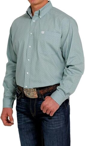Cinch Men's Light Blue Printed Long Sleeve Button Down Blue XXL in Saudi Arabia