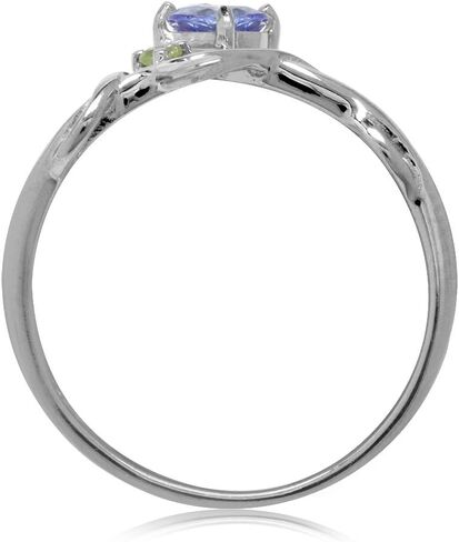 Silvershake Petite Genuine Gemstones White Gold Plated 925 Sterling Silver Vine Leaf Ring Jewelry for Women in Saudi Arabia