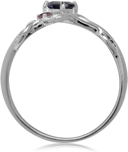 Silvershake Petite Genuine Gemstones White Gold Plated 925 Sterling Silver Vine Leaf Ring Jewelry for Women in Saudi Arabia