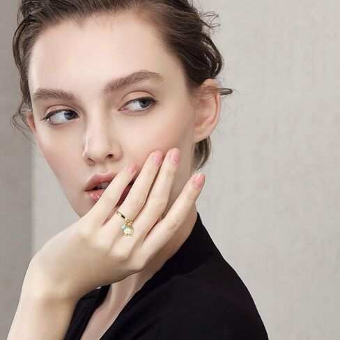 Lotus Fun 925 Sterling Silver Rings Natural Lapis Gemstone Fresh Redbud Bell Flower Open Ring Handmade Jewelry Unique Gifts for Women and Girls in Kuwait