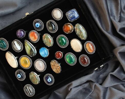 Silver Boho Rings for Women - 5 Pcs Chunky Silver Rings for Women - Fashion Ring Set, Silver Plated Statement Knuckle Rings, Handmade Gemstone Rings for Girls - Stackable Gothic Vintage Rings Pack, in Kuwait