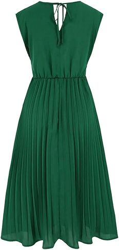 CHICWISH Women's Orange/Green/Black Sash Adorned Pleated Wrap Sleeveless Dress in Saudi Arabia
