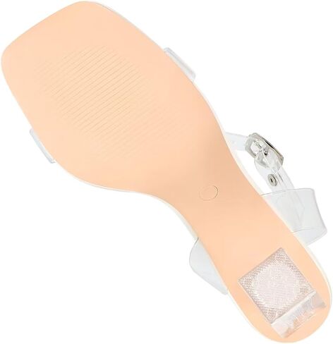 Women's Clear Chunky Block Heeled Sandals Clear Dress Shoes | 3.74 Inches Open Toe Ankle Strap Block High Heel Sandal Dress Dancing Sandals Daily Work Party Shoes in Saudi Arabia