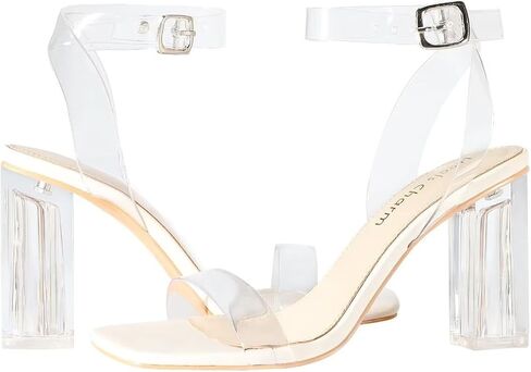 Women's Clear Chunky Block Heeled Sandals Clear Dress Shoes | 3.74 Inches Open Toe Ankle Strap Block High Heel Sandal Dress Dancing Sandals Daily Work Party Shoes in Saudi Arabia