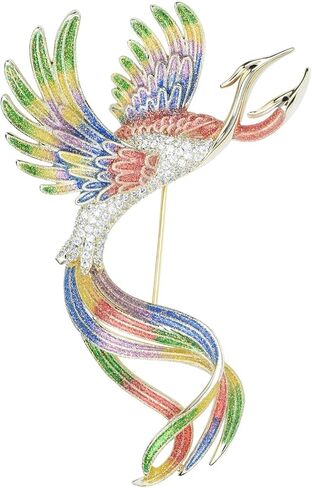 VVCome Flying Two Headed Gradient Phoenix Bird Brooch Pins Crystal Enamel Peacock Lapel Pins Broach Corsage Breastpin Jewelry in Saudi Arabia