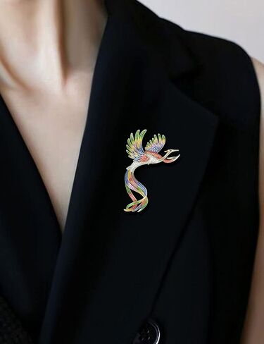 VVCome Flying Two Headed Gradient Phoenix Bird Brooch Pins Crystal Enamel Peacock Lapel Pins Broach Corsage Breastpin Jewelry in Saudi Arabia