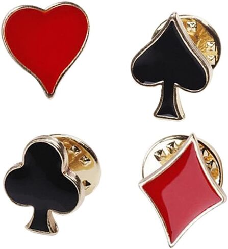4pcs/Set Novelty Poker Themed Lapel Pin for Women Men Suit Dress Decoration Brooch in Saudi Arabia
