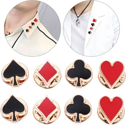 4pcs/Set Novelty Poker Themed Lapel Pin for Women Men Suit Dress Decoration Brooch in Saudi Arabia