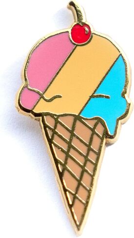 HAPPILY PLANTS Ice Cream Cone Lapel Pin, Zinc Alloy, Hard Enamel, no gemstone in Kuwait