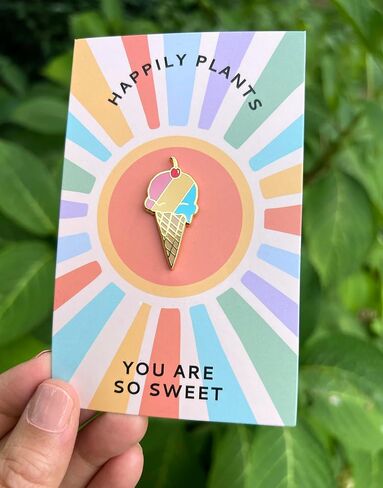 HAPPILY PLANTS Ice Cream Cone Lapel Pin, Zinc Alloy, Hard Enamel, no gemstone in Kuwait