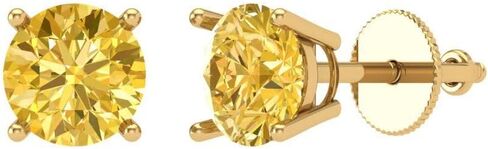 2.0 ct Brilliant Round Cut Solitaire Natural Yellow Citrine Designer Stud Earrings Solid 14k Yellow Gold Screw Back in Saudi Arabia