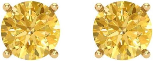 2.0 ct Brilliant Round Cut Solitaire Natural Yellow Citrine Designer Stud Earrings Solid 14k Yellow Gold Screw Back in Saudi Arabia