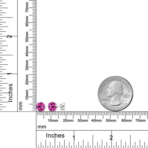 Gem Stone King 925 Sterling Silver Pink Created Sapphire Stud Earrings For Women (2.00 Cttw, Gemstone September Birthstone, Round 6MM) in Saudi Arabia