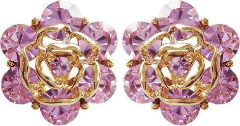 Navachi 18k Gold Plated Colorful Crystal Leaves Flower Omega Back Earrings in Saudi Arabia
