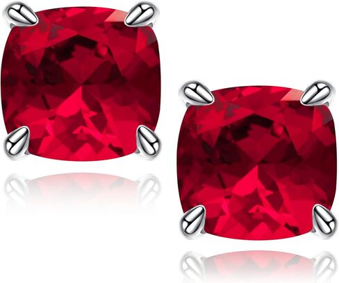 أقراط جوهرة الميلاد من الفضة الاسترليني للنساء الأم، أقراط كلاسيكية من الأحجار الكريمة الأصلية أو المُنشأة S925 من الفضة الإسترليني بأربعة شوكات أقراط جوهرة الميلاد للنساء هدايا مجوهرات عيد الميلاد in Kuwait