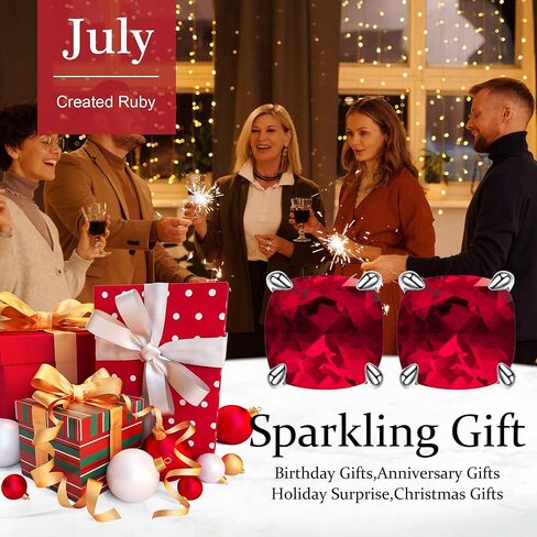 أقراط جوهرة الميلاد من الفضة الاسترليني للنساء الأم، أقراط كلاسيكية من الأحجار الكريمة الأصلية أو المُنشأة S925 من الفضة الإسترليني بأربعة شوكات أقراط جوهرة الميلاد للنساء هدايا مجوهرات عيد الميلاد in Kuwait